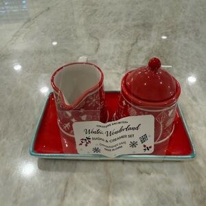 Winter Wonderland Red Sugar & Creamer Set
